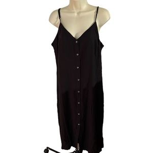 7 FOR ALL MANKIND size XL black V-neck sleeveless button down slip dress NWT